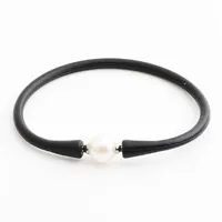 

black rubber silicone wristband pearl silicone bracelet custom available