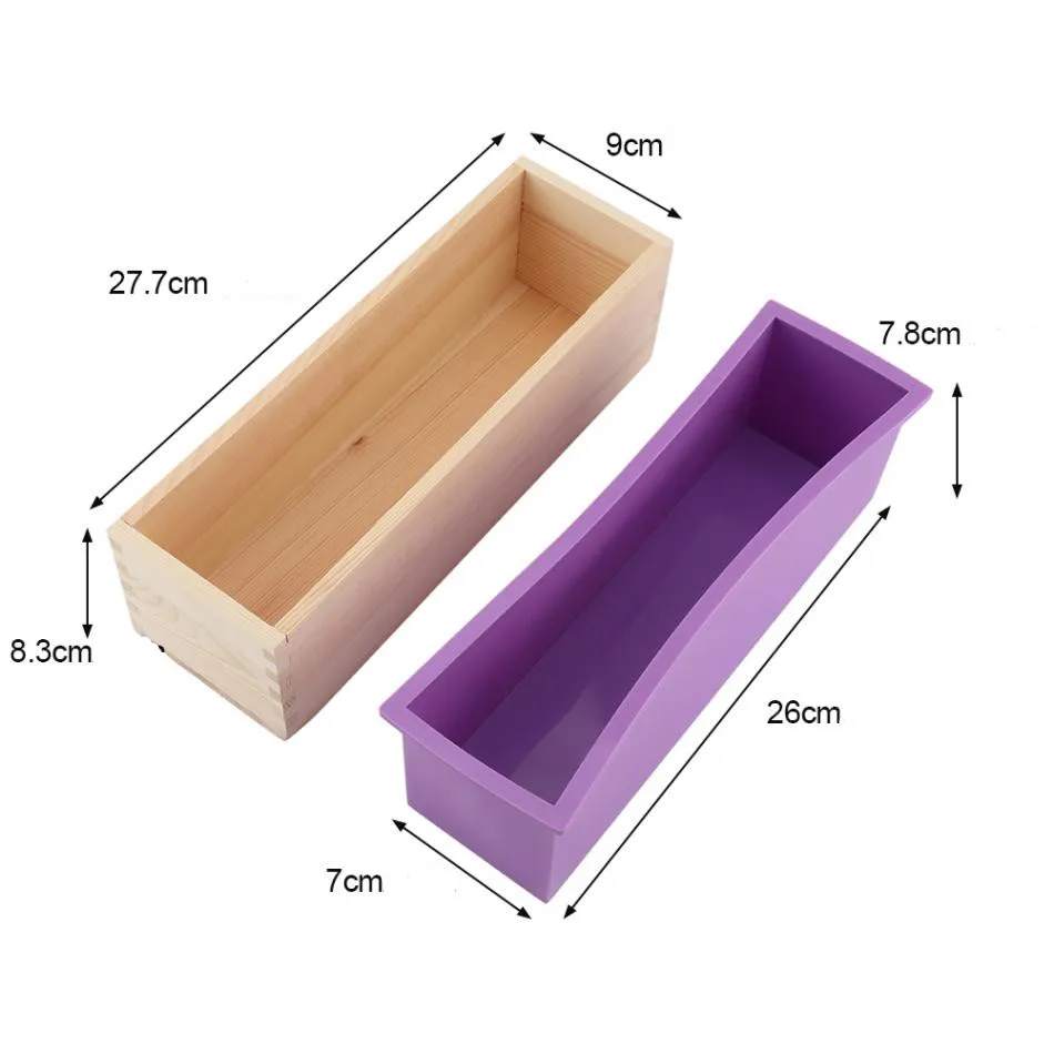 1200g Silicone Soap Mold Rectangular Wooden Box With Liner For Diy