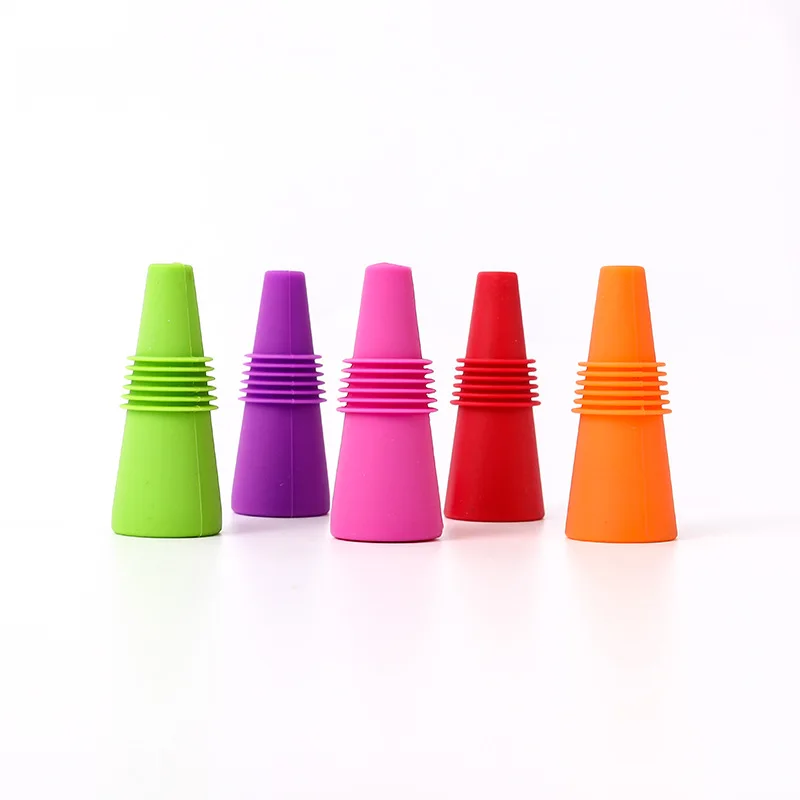 

Kitchen multi functional food grade silicone fresh wine bottle stopper, Rose red/dark khaki