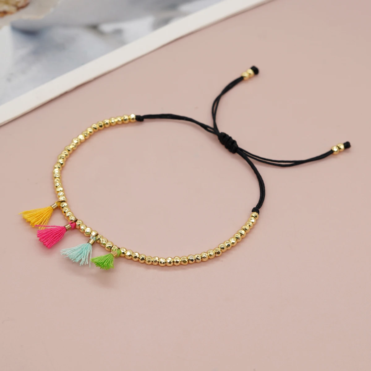 

Go2boho New In Friendship Gold Color Bead Bracelet Colorful Tassel Summer Trendy Adjustable Jewelry Beach Boho Style