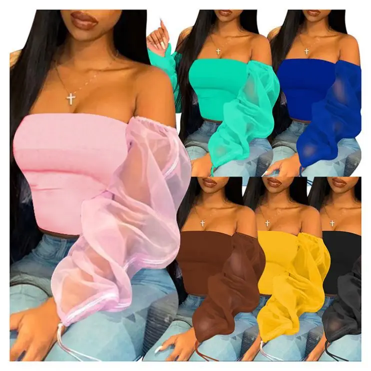 

MOEN Hot Onsale Off Mesh Sleeves Shoulder Ropa para mujeres Summer Womens T-Shirt Womens Tops Women T Shirt