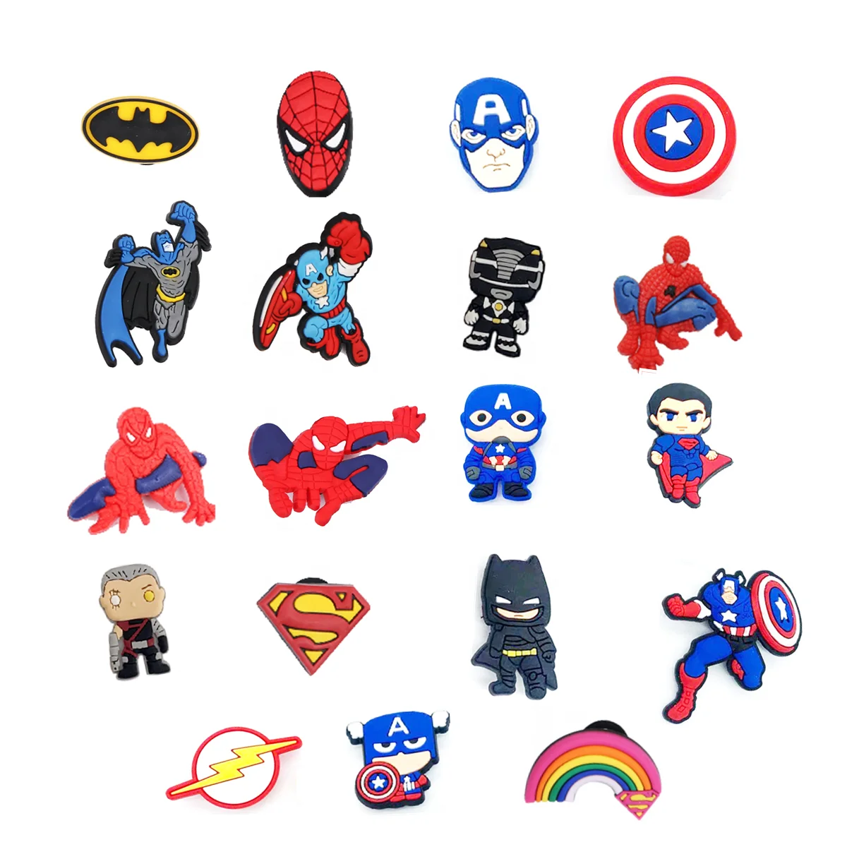 

custom cartoon avengers high quality shoe charms PVC shoes charme action figure bebes accesorios for clog shoes, As picture