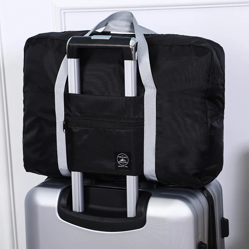

DYS14 New Shoulder Foldable Luggage Hand Travel Bag Pure Color Travel Storage Bag Large-capacity Trolley Case Aircraft Bag, 4 colors