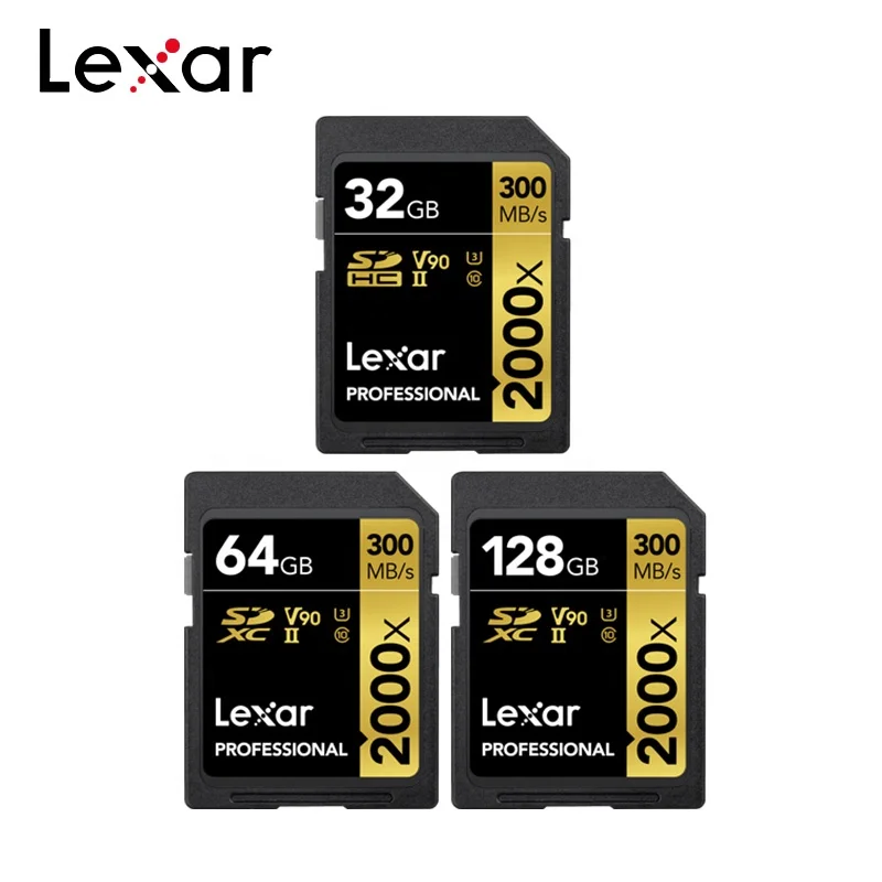 

Original Lexar Professional SD Memory Card 64GB 32GB 128G 2000X SD Card 256G U3 4K V90 Class 10 UHS-II Flash SD Card For Camera