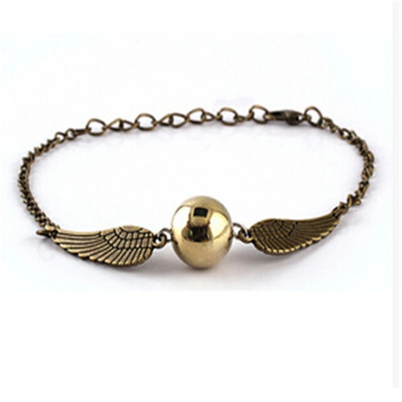 

New Fashion Vintage Antique Bronze Silver Color Double Wing Snitch Pendant Harry Fly Ball potter Bracelet for Women Men, Pictures