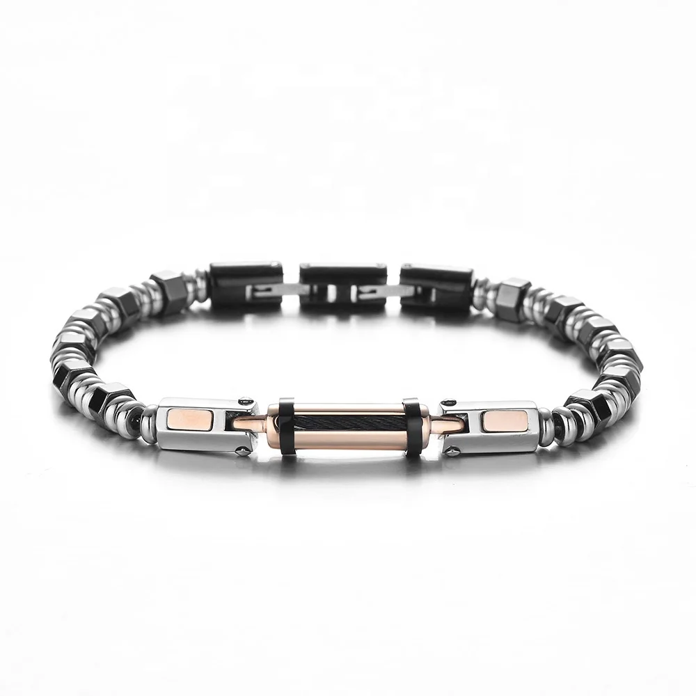 

REAMOR 2020 Detachable Clasp Bracelet Stainless Steel and Silver Hemetate Rose Gold CNC Cut Connector Bracelet Jewelry for Men