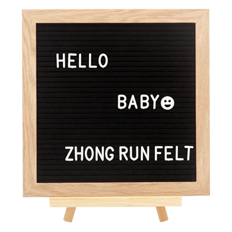 

Felt Letter Board- Black 10*10 Inches Changeable Letter Board with oak frame Wood stand 340 changeable letters.