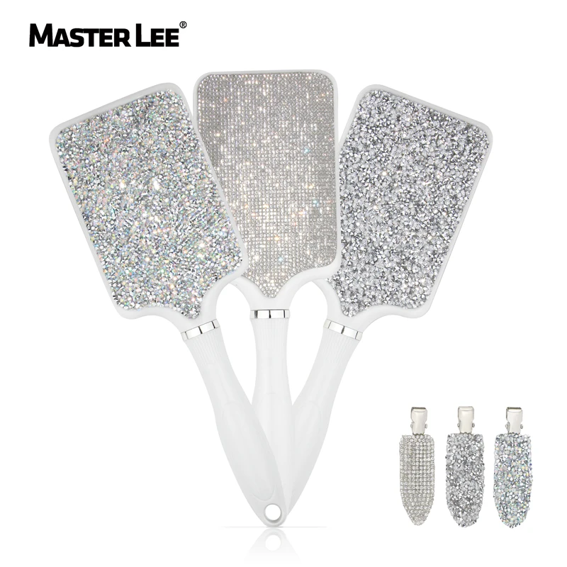 

Masterlee Diamond crystal plastic lice combs for salon hair detangling massage bling brush with clips