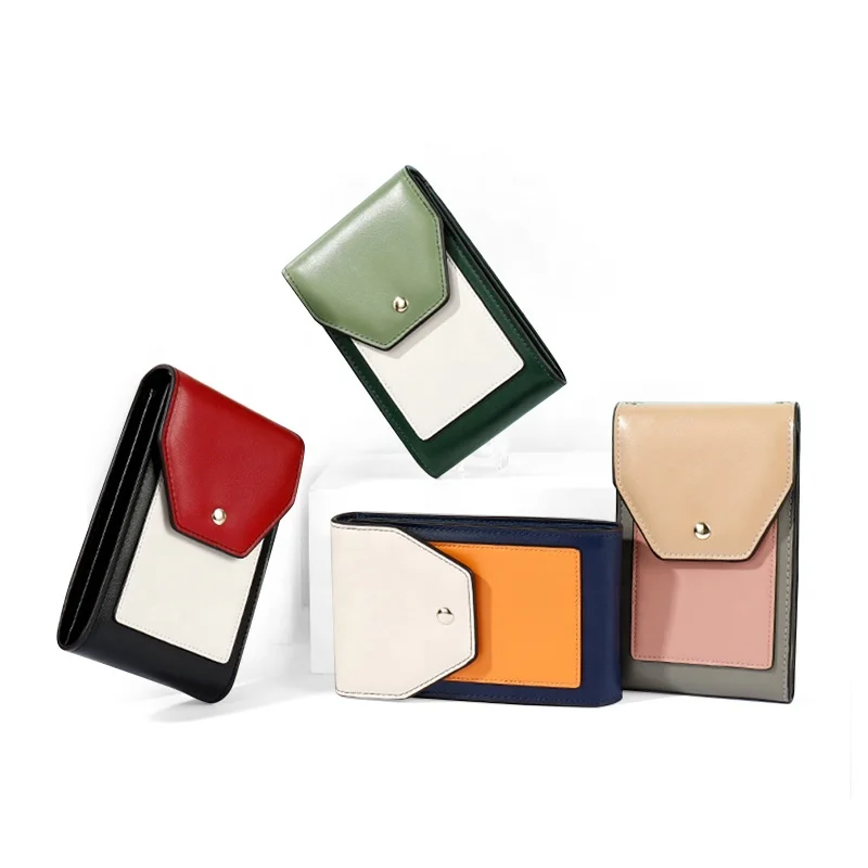 

Hot Custom PU Leather Card Phone Contrast Stitching Ladies Wallet Leather
