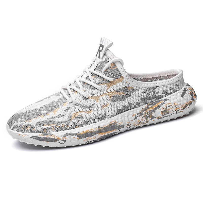 

Lazy summer flying knit shoes one pedal half drag men's shoes walking shoes, 3 colors