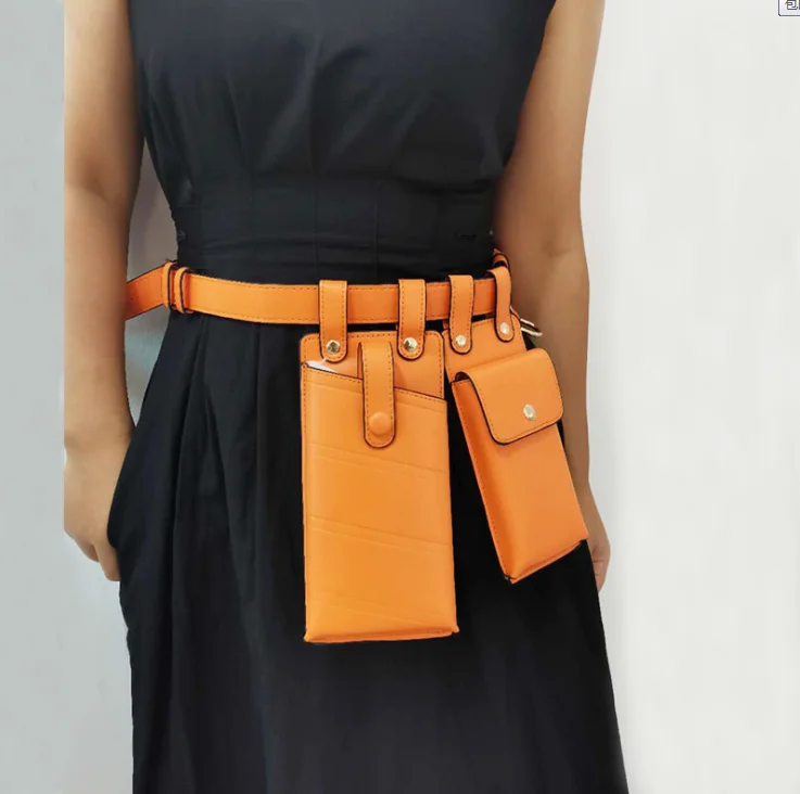 

Novelty New PU Belt Bag With Dangling Removable Bags