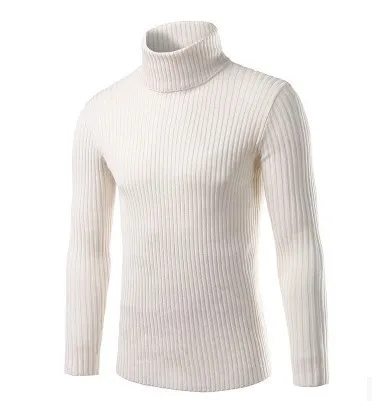 

Fashion Knitted Sweater For Men Custom Slim Bottoming Solid Color Blouse Foreign Trade Wholesale High Collar Wool, White, gray, dark blue, black, wine red