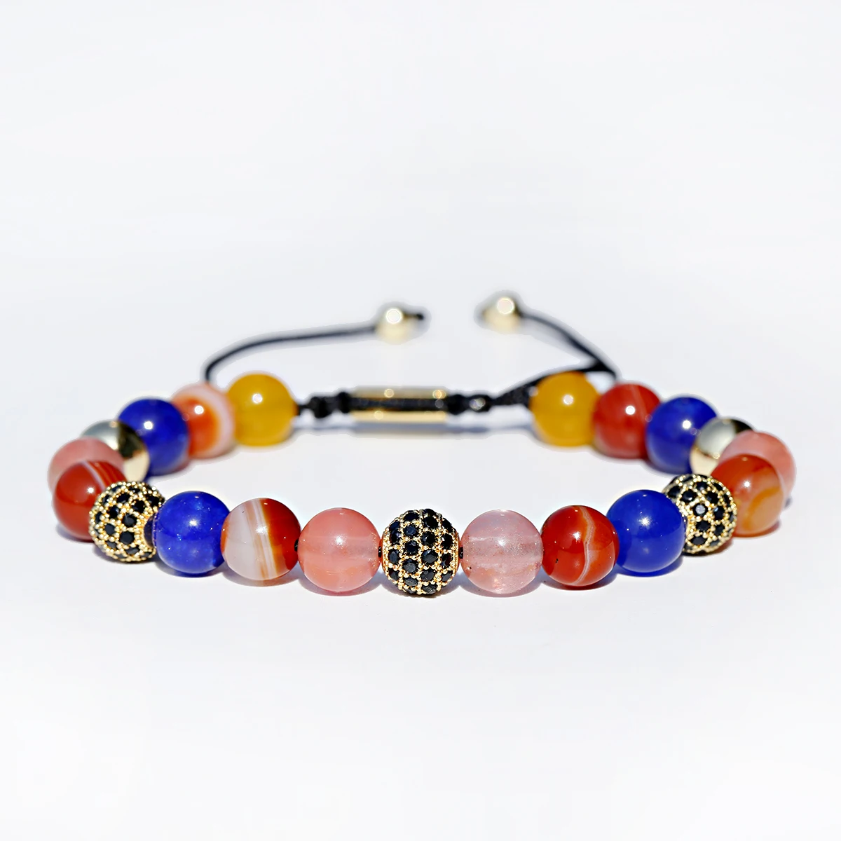 

7 Chakra Stones Bracelet Natural Stone Zircon Balls Beaded Bracelet Women Crystal Bracelet Men's Healing Reiki Jewelry Accessori, Multi-colors