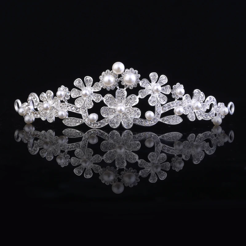 Wholesale Headpieces Silver Little Daisy Tiara And Crown With Rhinestone For Bridal Hair Wedding