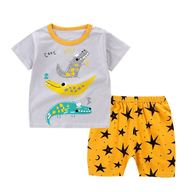 

Children's cotton summer short sleeve shorts Boys Girls Home Pajamas Two Sets