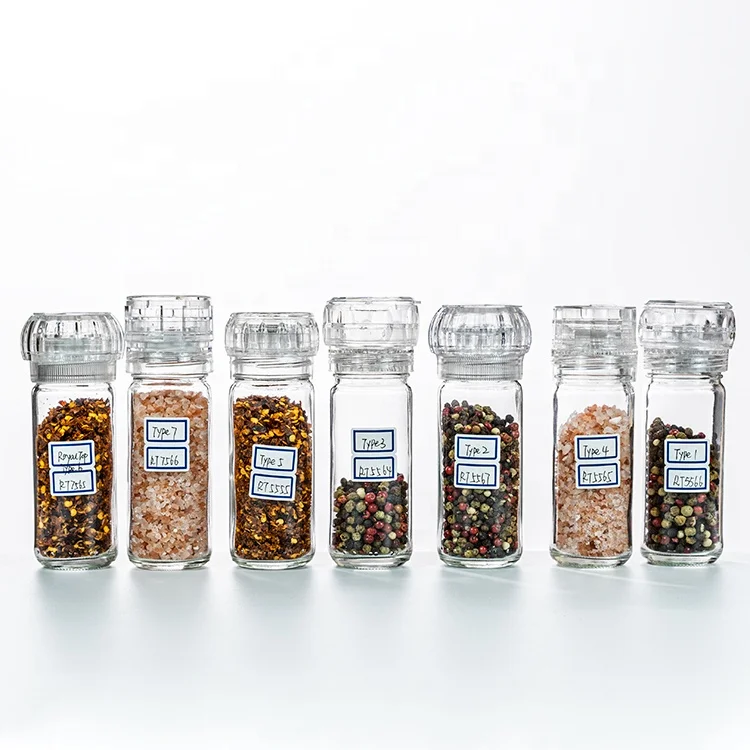 

wholesale 100ml glass spice packaging grinder bottles for salt and pepper seasoning shaker spice mills, Transparent bottle