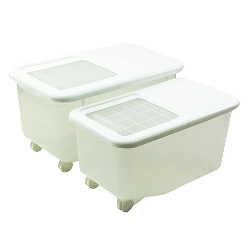 

Kitchen Box Plastic Insect Proof Storage Dispenser Vacuum Rice Container, White