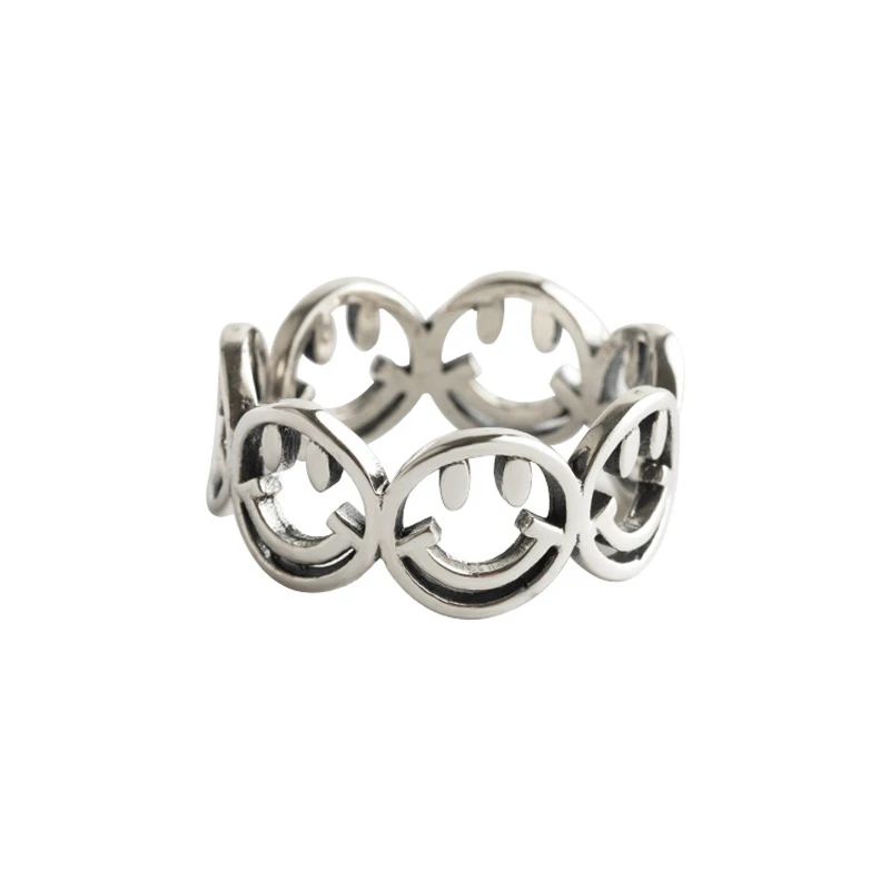 

Vintage Women 925 Sterling Silver Smile Face Finger Rings Factory Price