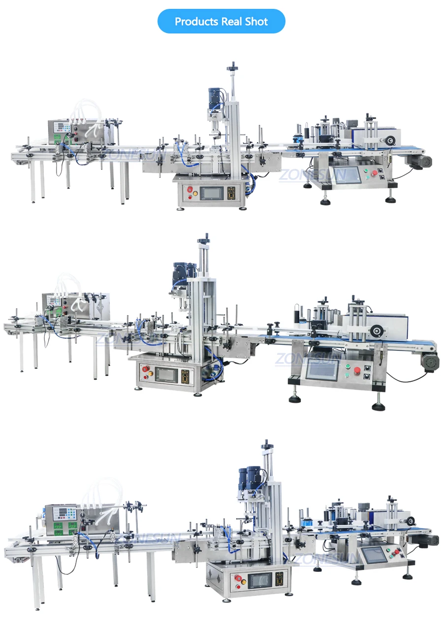 ZONESUN ZS-FAL180 Tabletop 4Nozzles Liquid Filling Capping Labeling Machine With Date Coder
