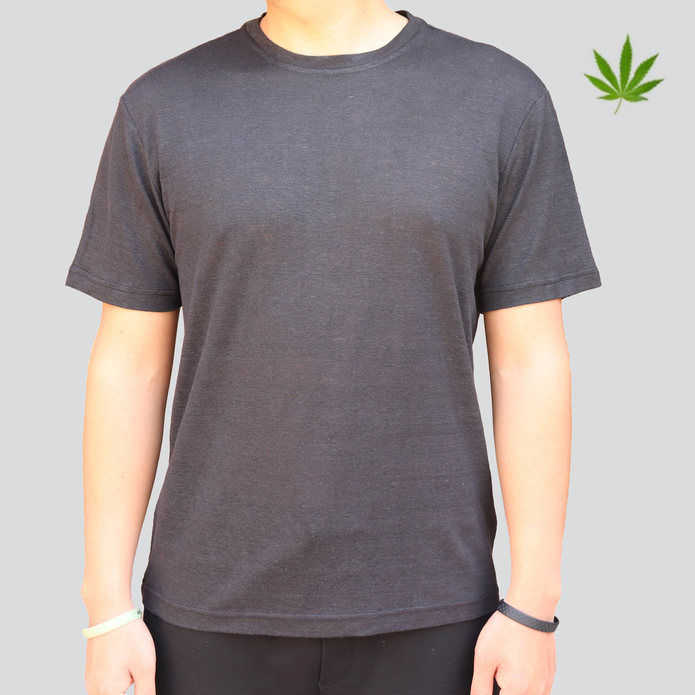 Wholesale Hemp Oneck Black Men`s T Shirts Ecofriendly