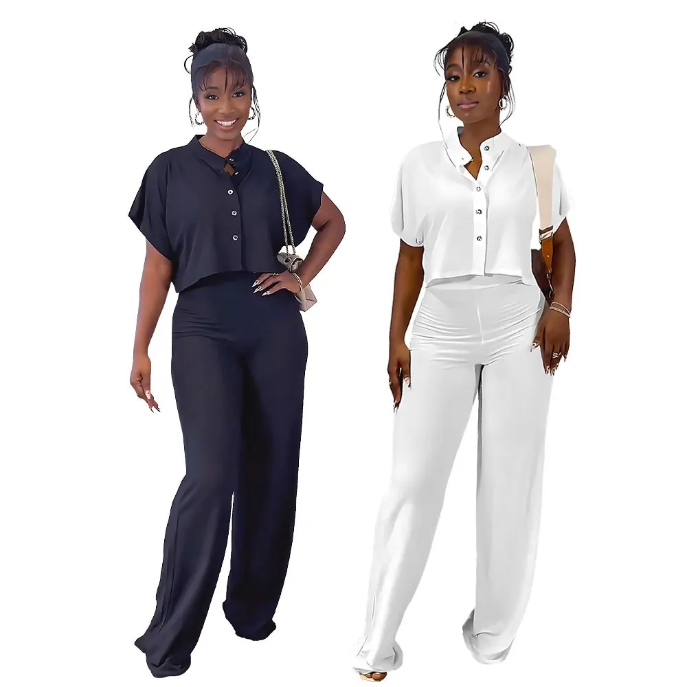 

YQY10311 Hot Selling Versatile Two Piece Sets For Women Short Shirt Top Straight Women's Pants Sets Casual Outfits For Women