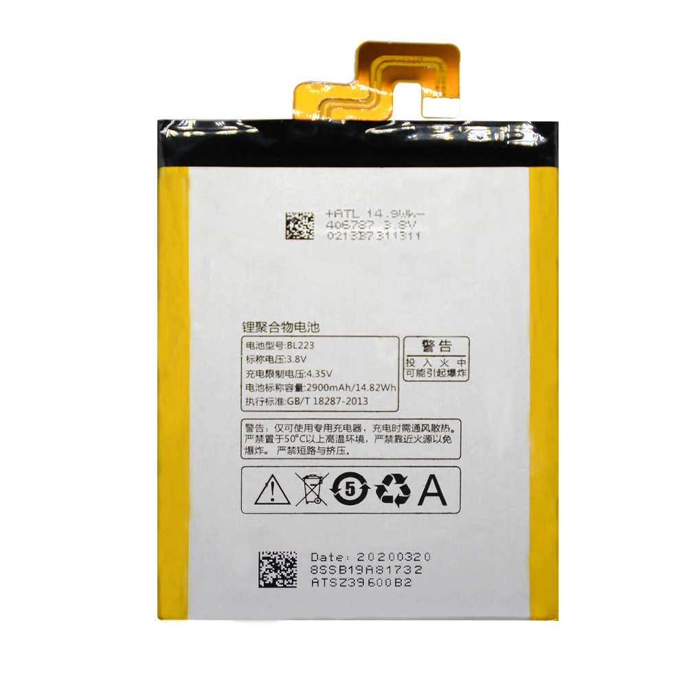 

BL223 2900mAh rechargeable mobile phone Li-Polymer high quality battery For Lenovo Vibe Z2 Pro K920 AKKU DDP service