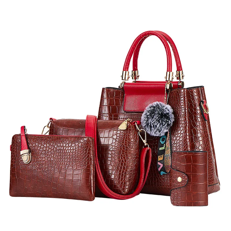 

summer print women hand bags ladies handbags 4 pcs purse with wallets sets
