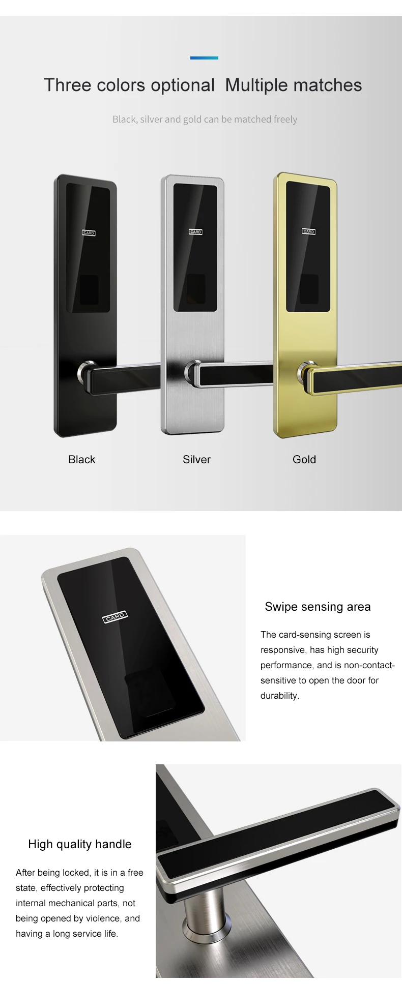 Factory Wholesale High Quality 304 stainless steel electronic card key RFID access control hotel door lock