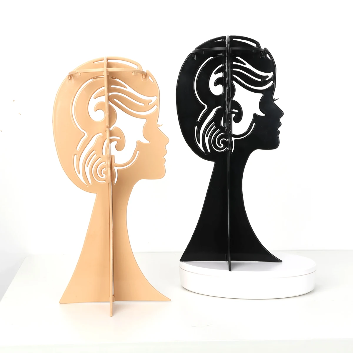 Colorful top quality new design Plastic Portable Folding multi purpose use Hat Wig Holders Wig Display Stand for Long Wigs Stand