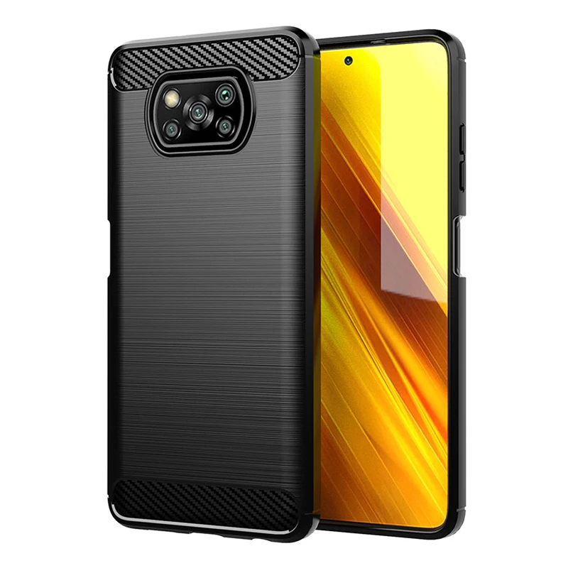 

Wholesale Anti-fall Soft TPU Carbon Fiber Phone Cover For Xiaomi Poco x3 NFC Phone case