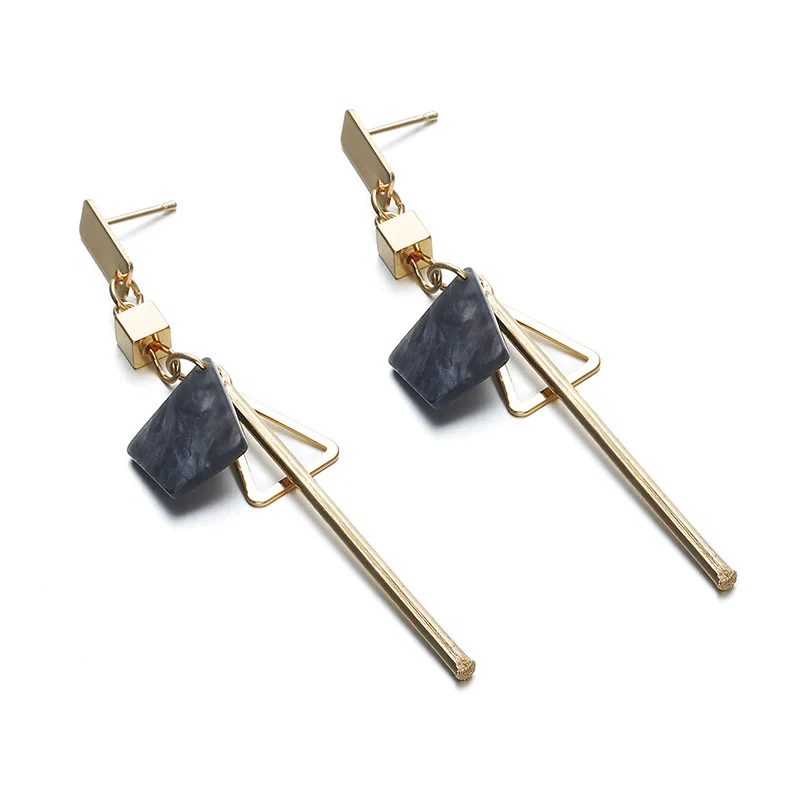 

Korean long geometric pendant earring bohemian hoop earring female earring, As pic