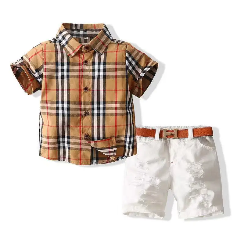 

Summer Wholesale Children Boutique Kids boys Clothes Short Sleeve Baby Boys Cotton printed shorts 2sets, Picture