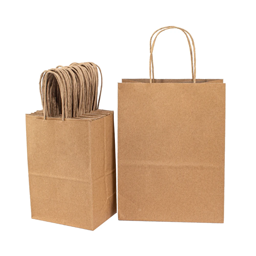 

Kraft Paper Bags Takeaway Paper Bag for Grocery Take Out Restaurant Custom Eco Friendly Recycle Brown Andy Flexo Printing Accept