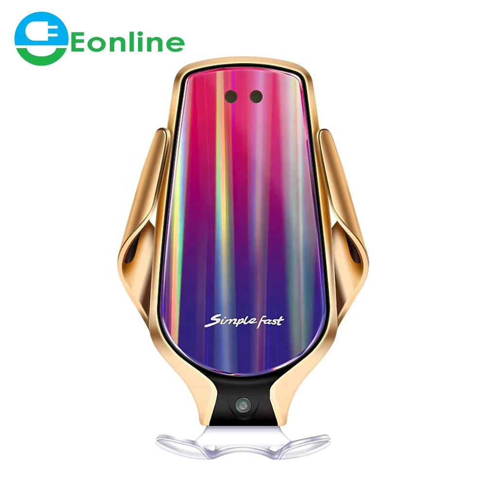 

R3 R2 R1S5 R9 smart sensor car wireless charging Holder 360 Rotate 10W Simple Fast Wireless Charger For Huawei For iphone, Golden/sliver/pink