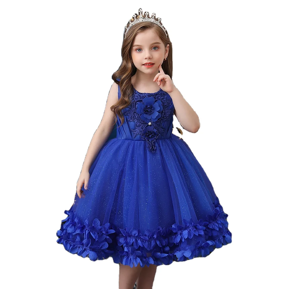 

Children's lace wedding gown Puff Princess evening party dress Flower Girl Dress Piano performance dress for girls