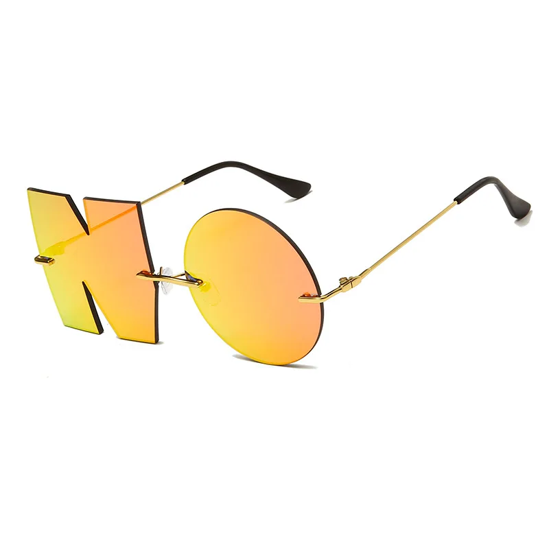 

Fashion Personality Letter NO Sunglasses Metal Sun glasses Shades gafas de sol Irregular Unique Design Rimless Sunglasses