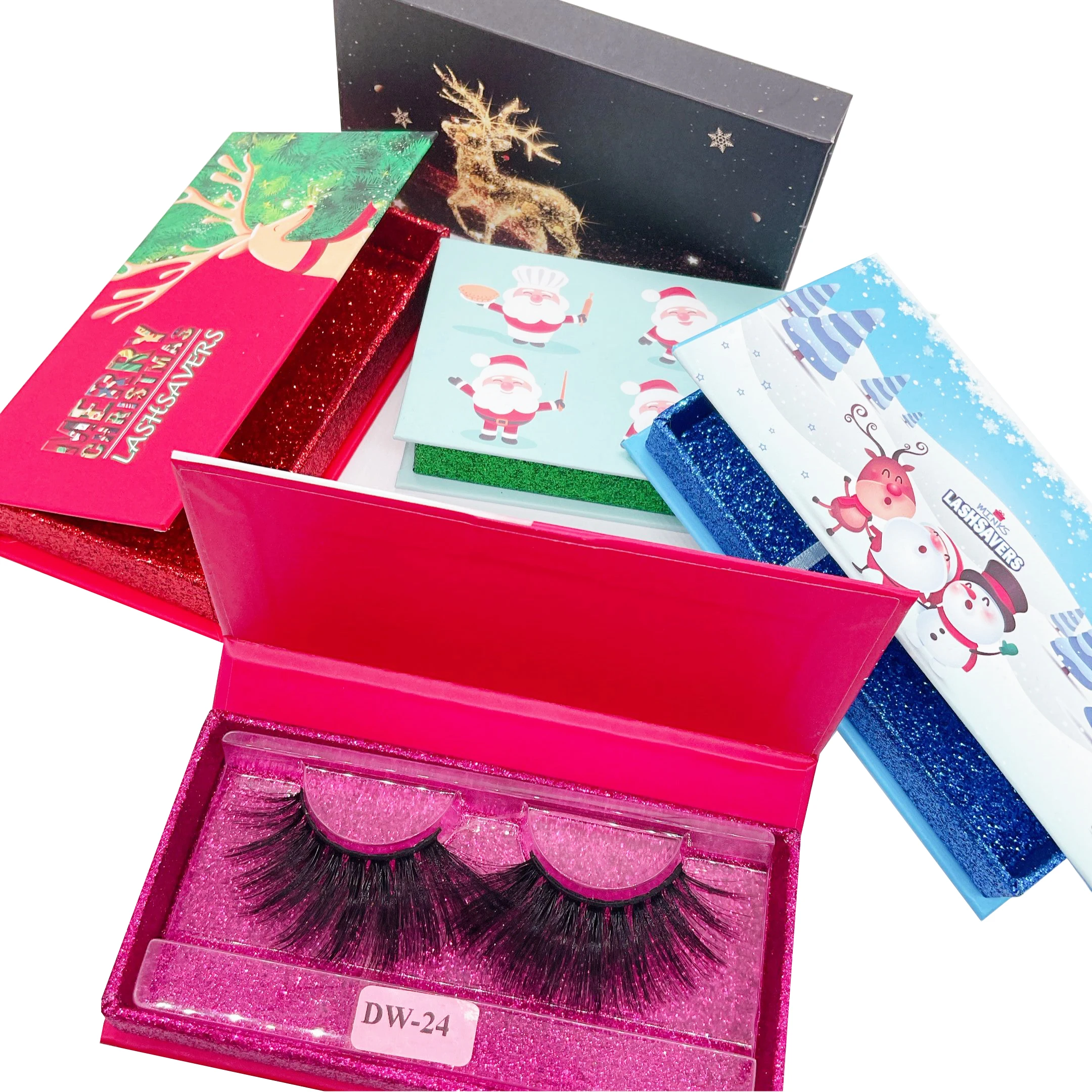 

bulk natural long fluffy faux mink eyelashes with cute eyelash packaging box at low price, Black