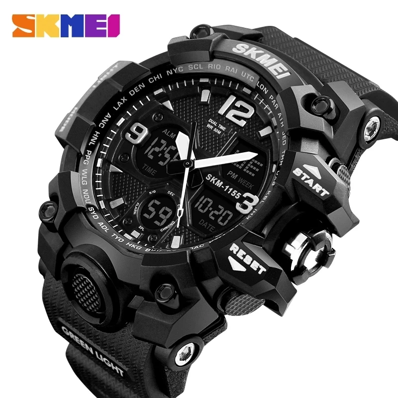 

2020 Athletic Watches Hot Jam Tangan Skmei 1155B Analog Digital Watch Camouflage Army Pupils Wristwatch