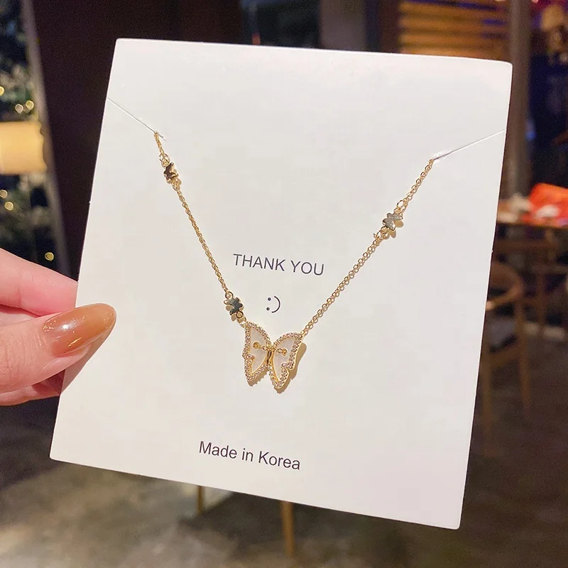 

SUNRAIN Women Stainless Steel Gold Plated Beautiful Custom Fashion Crystal Jewelry Women Butterfly Necklace Women Jewelry