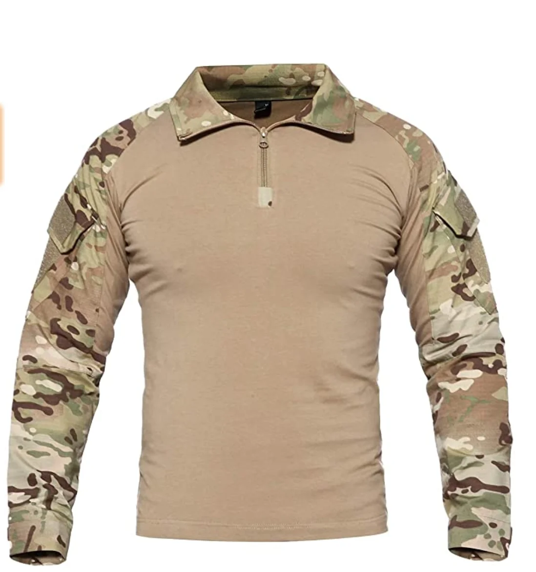 

High Quality Men's Tactical Combat Military T Shirt Long Sleeve Military Camo Shirt with 1/4 Zipper, Different colors for your choice
