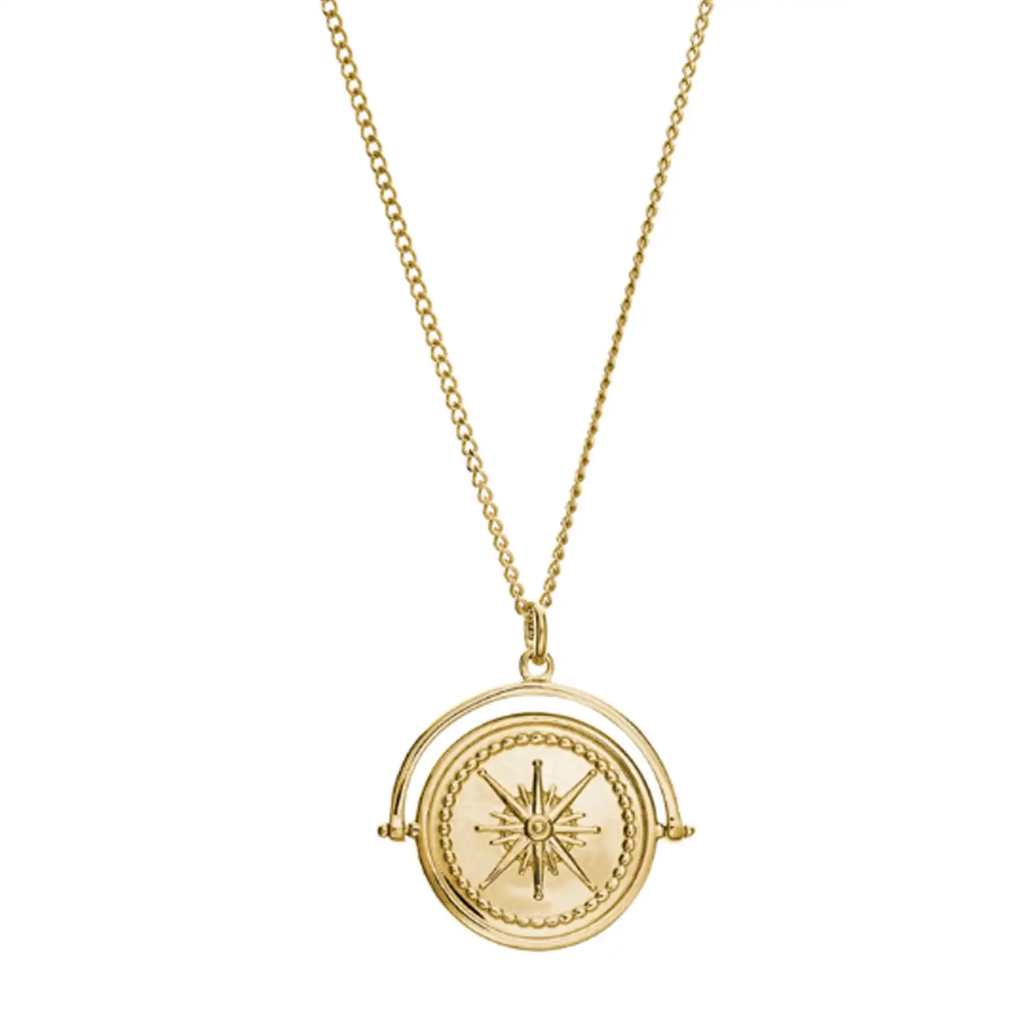 

Hot selling north star medal necklace women gold plated coin necklace sterling silver necklace jewellery gold