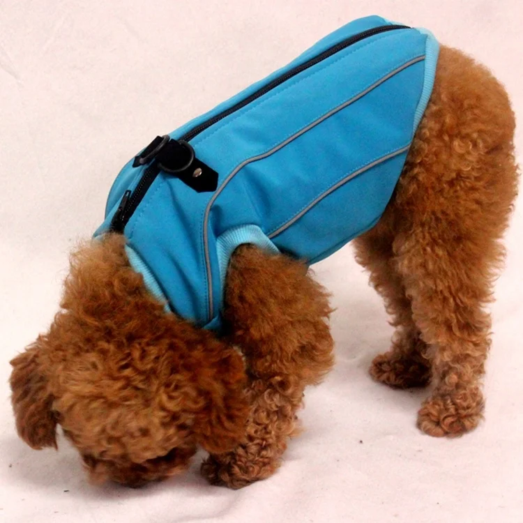 

Dog Apparel Pet Clothing Waterproof&Windproof Autumn Winter Warm Comfortable Jacket Doggy Blue Coat with Reflective Stripe, Picture