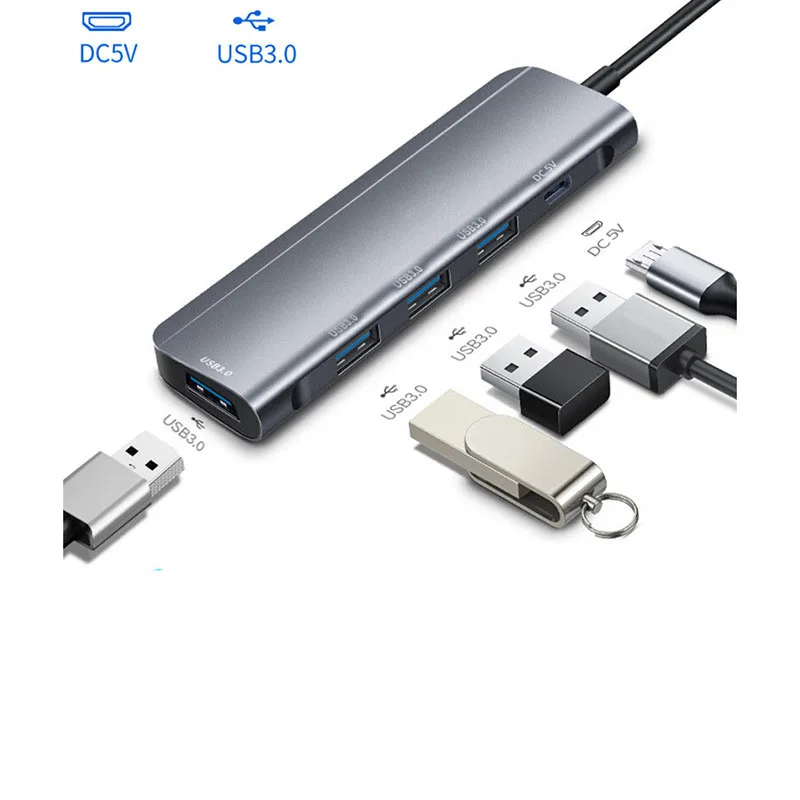 

Type-c docking station with 4 ports hub usb3.0 DC5V charging USB-C notebook office docking station, Support oem