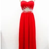 hot selling chiffon off shoulder sweetheart beading trim on waist gorgeous trendy new design women sexy modern red party dresses