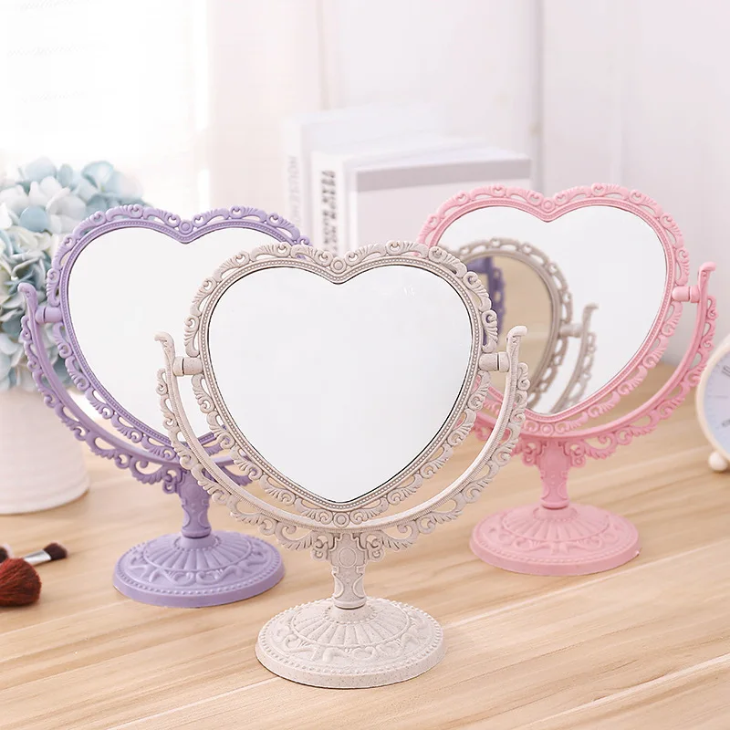 

Customized Heart Shape Design Plastic Small Mirrors Table Makeup Mirror Hot Makeup Mirror, Pink,beige,purple