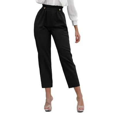 

B51124A Hot sale women high waist button casual harem pants