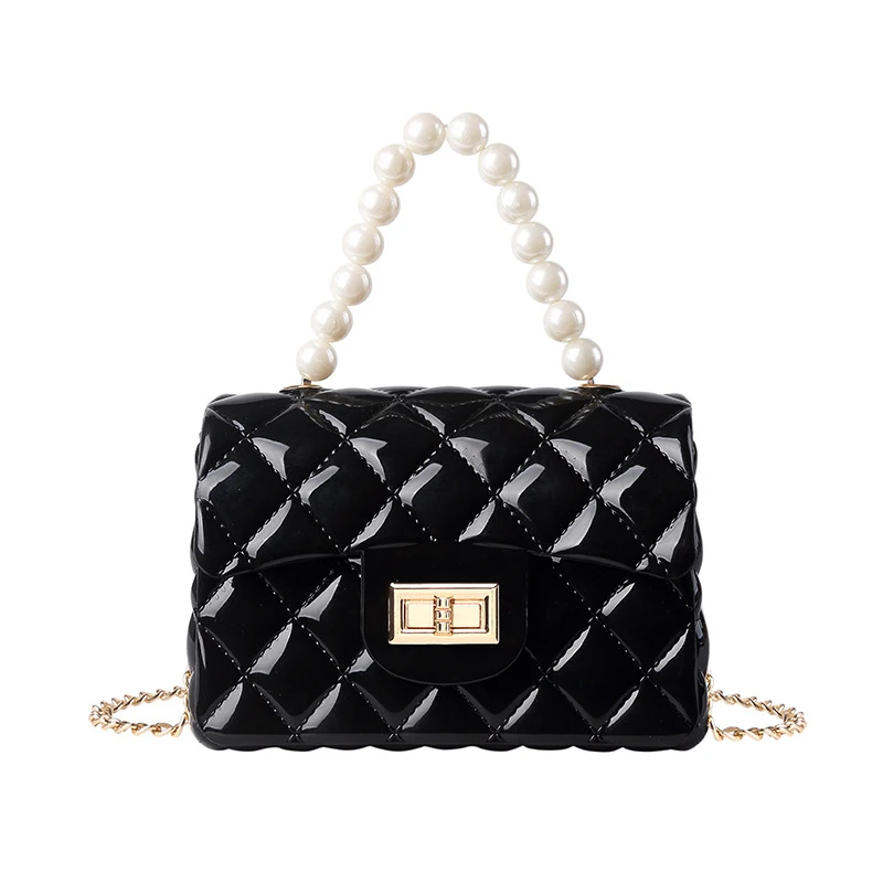 

Jelly Bag Pvc Rhombus Female Bag Fashion Lock Small Square Bag Shoulder Messenger Handbag, 6 colors