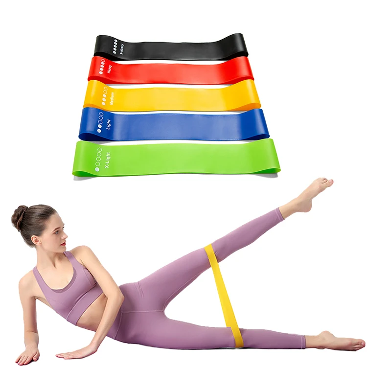 

Promotion 5 Levels Latex Yoga Stretch Hip Booty Gym Workout Mini Loop Resistance Bands, Red,black,yellow,green,blue