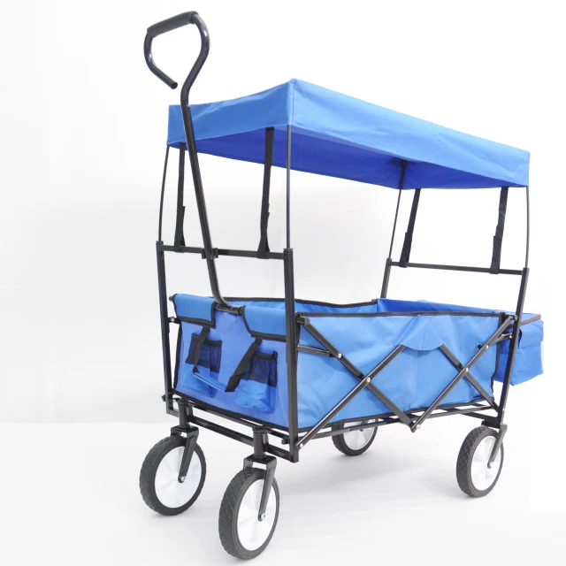 

Folding Wagon Garden Beach Cart Heavy Duty Collapsible trolley 150LB with ceiling and post bag USA in stock free shipping