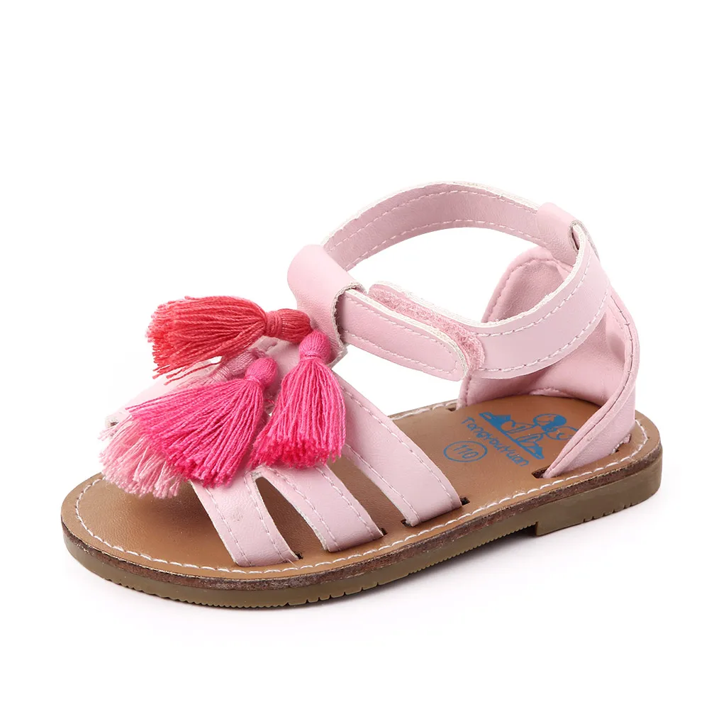 

New arrival baby sandals for girl tassel fashion anti-slip in summer, Pink/brown